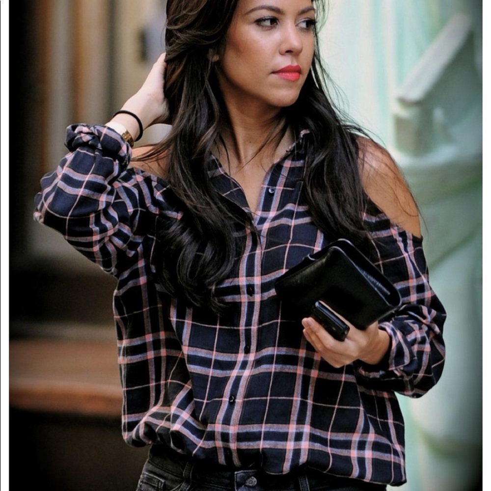 Siwy Shoulderless Plaid Shirt
